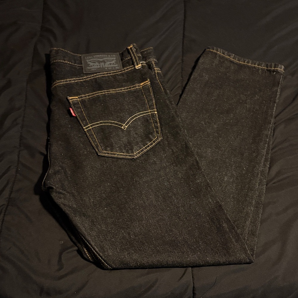 Levi's Men's Dark black 502 Straight Jeans
